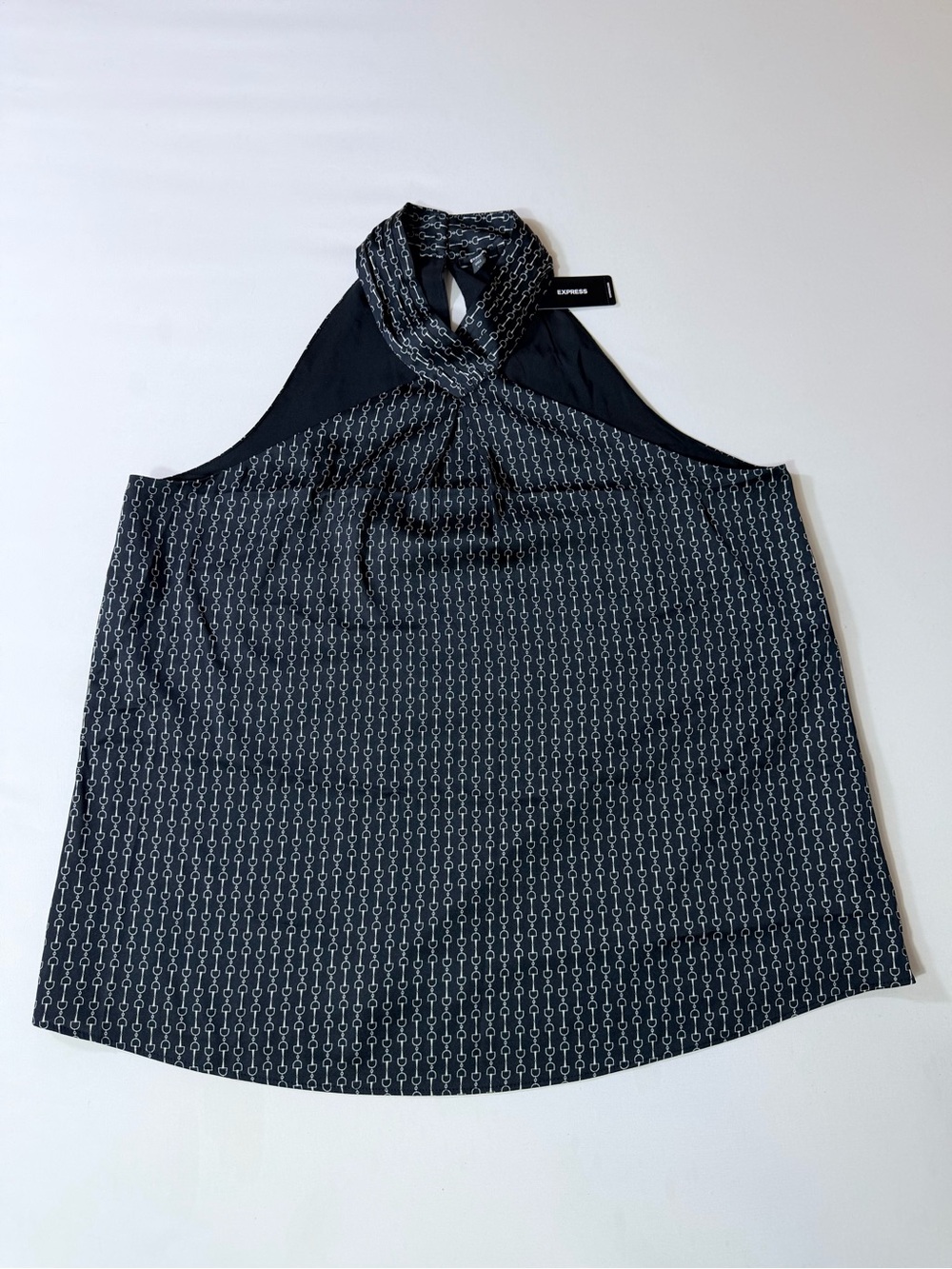 Express Black Gold Printed Halter Camisole Women’s Sz Large NWT